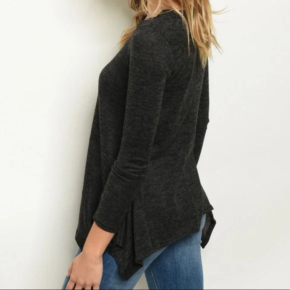 Black Handkerchief Hem Tunic Top - Picture 7 of 7